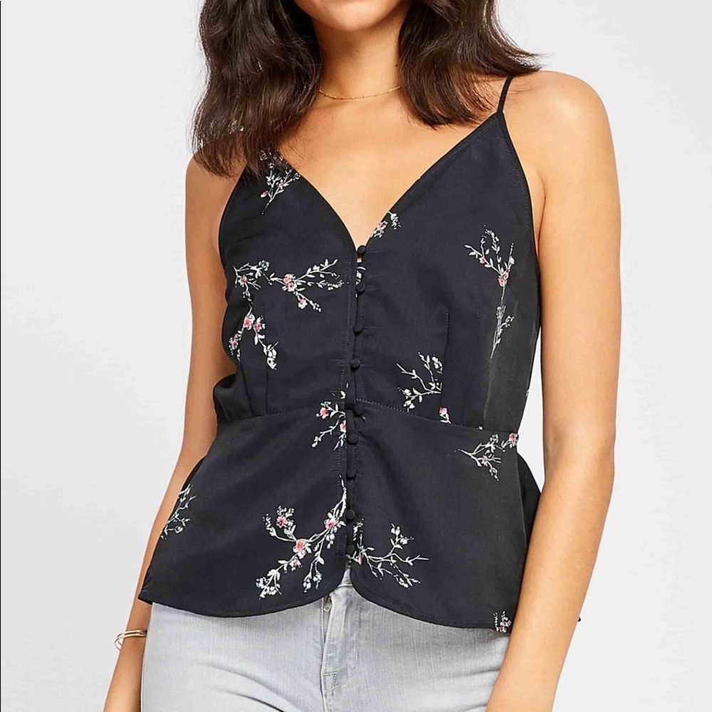 Black floral tank top
